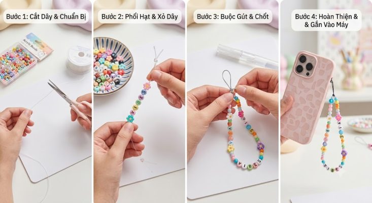 cách làm dây móc điện thoại xinh xắn